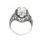 Back view of Art Deco Style 4 Carat White Topaz Filigree Ring showing 925 sterling silver hallmark