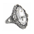 Art Deco style, White Topaz, sterling silver rings, front view