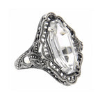 Art Deco style, White Topaz, sterling silver rings, front view