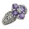 Victorian style, Amethyst, CZ, sterling silver rings, front view