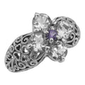 Filigree, Amethyst, CZ, sterling silver rings, front view