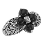 Art Deco style, Diamond, Black Onyx, sterling silver rings, front view