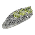 Art Deco style, Peridot, sterling silver rings, front view