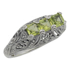 Art Deco style, Peridot, sterling silver rings, front view