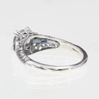 Back view of Art Deco Filigree Ring w/ White Topaz and Blue Sapphires showing 925 sterling silver hallmark