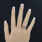 Detail view of Art Deco Filigree Ring w/ White Topaz and Blue Sapphires highlighting White Topaz, Sapphire
