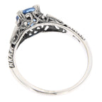 Back view of Art Deco London Blue Topaz Ring and Enamel showing 925 sterling silver hallmark