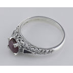 Back view of Art Deco Style Ruby Ring and Enamel showing 925 sterling silver hallmark