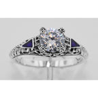 Detail view of Filigree Ring w/ CZ / Enamel highlighting CZ