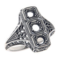 Art Deco style, sterling silver semi mount rings, front view