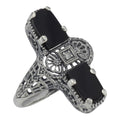 Art Deco style, Diamond, Black Onyx, sterling silver rings, front view