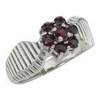 Garnet, sterling silver rings, front view