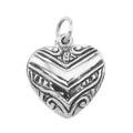 Antique style, sterling silver charms, front view