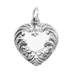 Antique style, sterling silver charms, front view