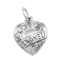 Sterling silver charms, front view