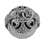 Detail view of Victorian Style 6 Photo Ball Locket Pendant In Fine Sterling Silver highlighting design details