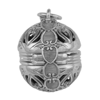 Back view of Victorian Style 6 Photo Ball Locket Pendant In Fine Sterling Silver showing 925 sterling silver hallmark and spr