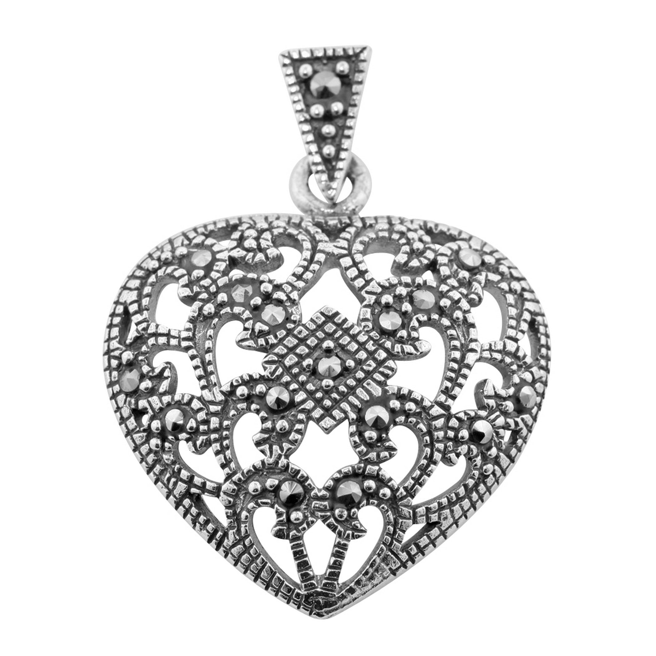 Victorian style, Marcasite, sterling silver pendants, front view