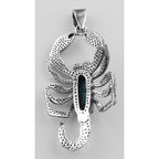 Back view of Scorpion Pendant Turquoise / Carnelian Sterling Silver showing 925 sterling silver hallmark and spring ring clas