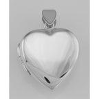 Detail view of Vintage Style Double Heart Locket Pendant in Fine Sterling Silver highlighting design details