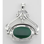 Detail view of Antique Style 3 Stone Spinning Fob Pendant highlighting design details