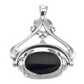 Antique style, sterling silver pendants, front view