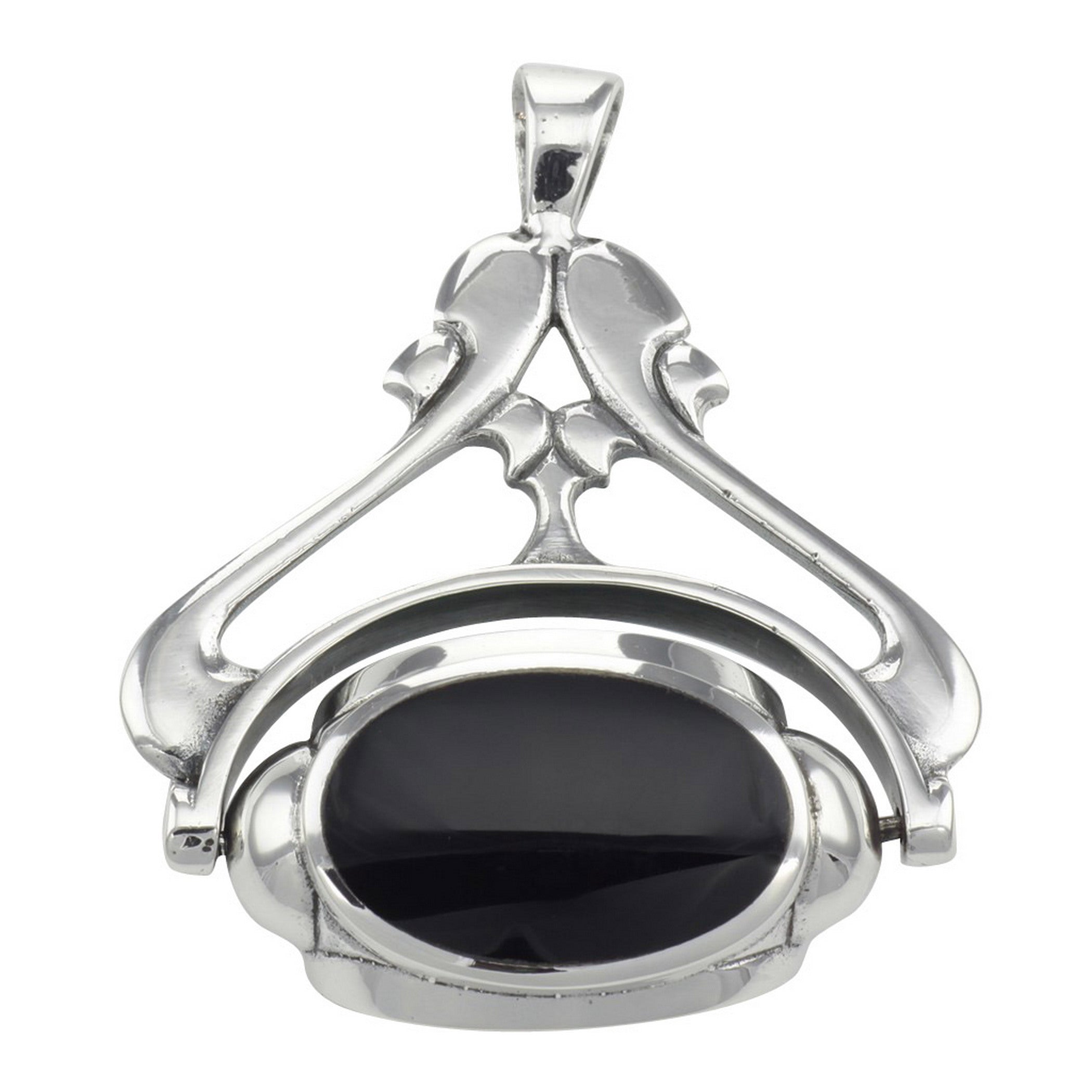 Antique style, sterling silver pendants, front view
