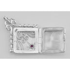 Detail view of Victorian Style Diamond Shaped Locket - Fob Pendant highlighting Diamond