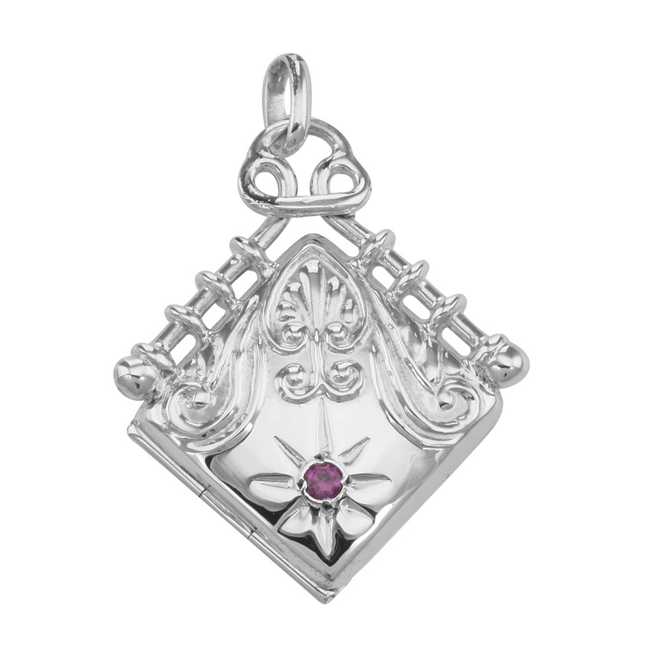 Victorian style, Diamond, sterling silver lockets, front view