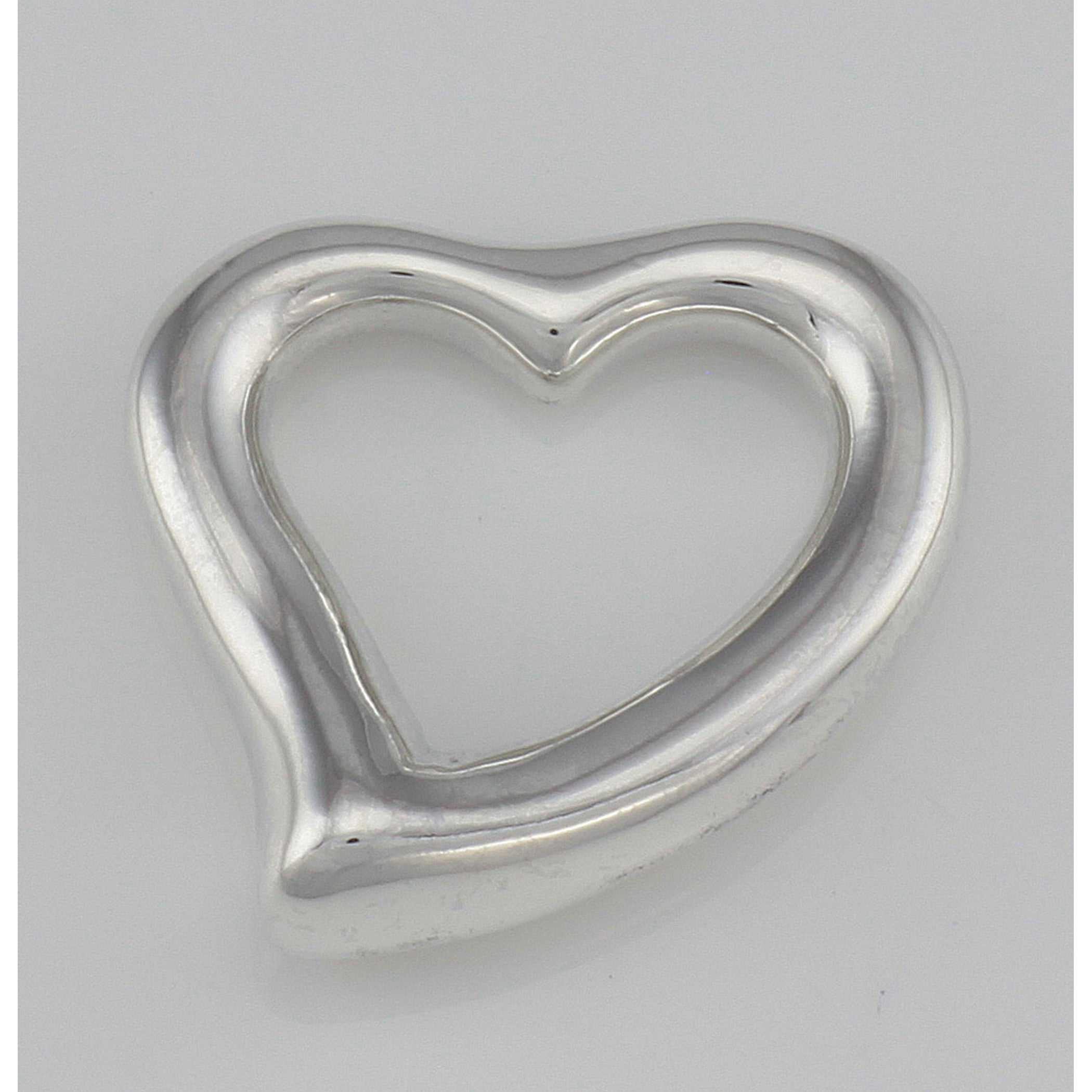 Back view of Modern Open Heart Pendant - Small showing 925 sterling silver hallmark and spring ring clasp