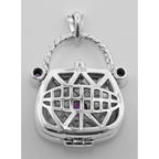 Detail view of Amethyst Purse Pendant / Pillbox highlighting Amethyst