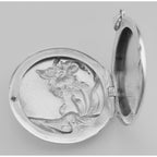 Detail view of Round Art Nouveau Style Locket - Large highlighting design details