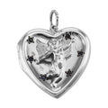 CZ, sterling silver lockets, front view