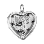 CZ, sterling silver lockets, front view