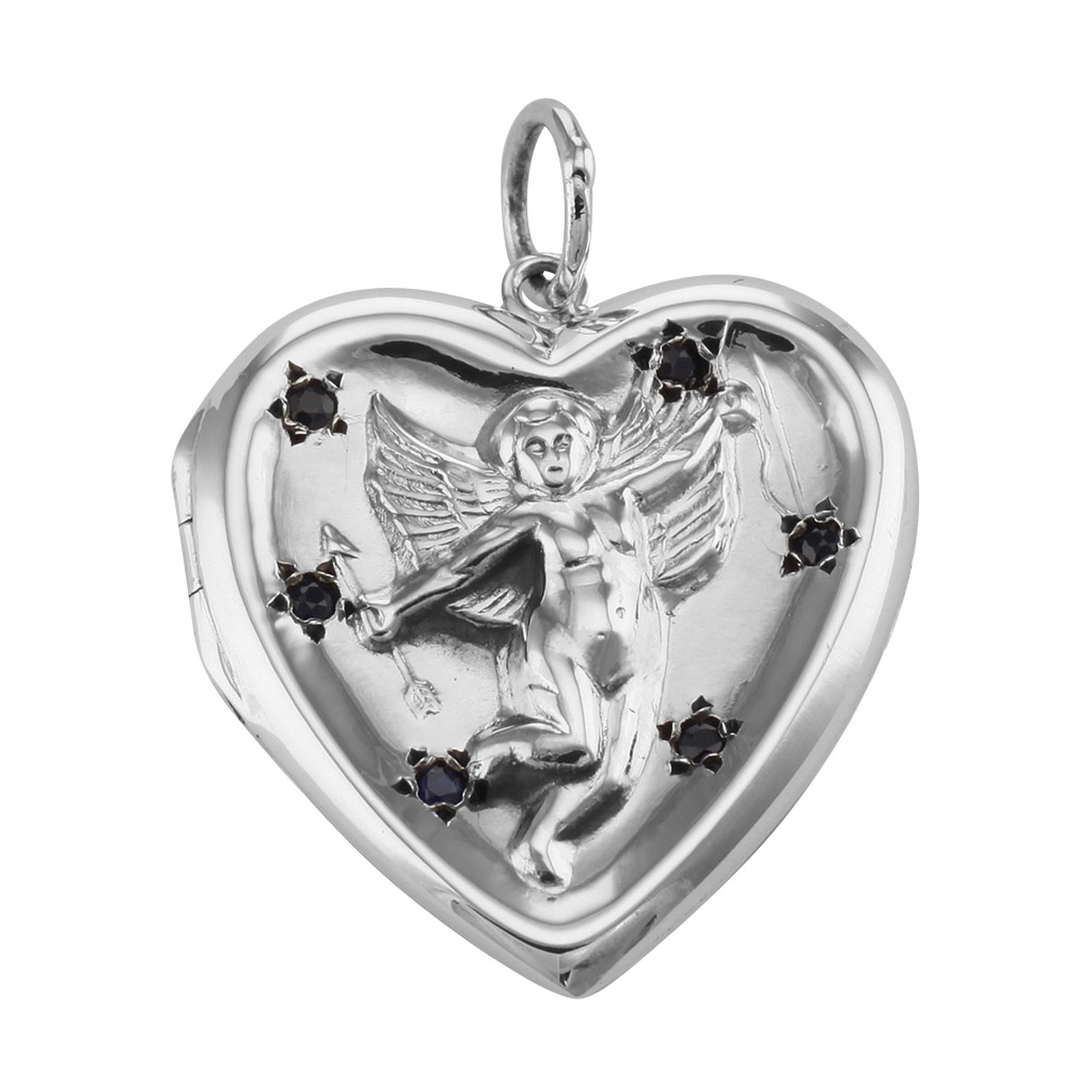 CZ, sterling silver lockets, front view