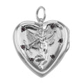 CZ, sterling silver lockets, front view