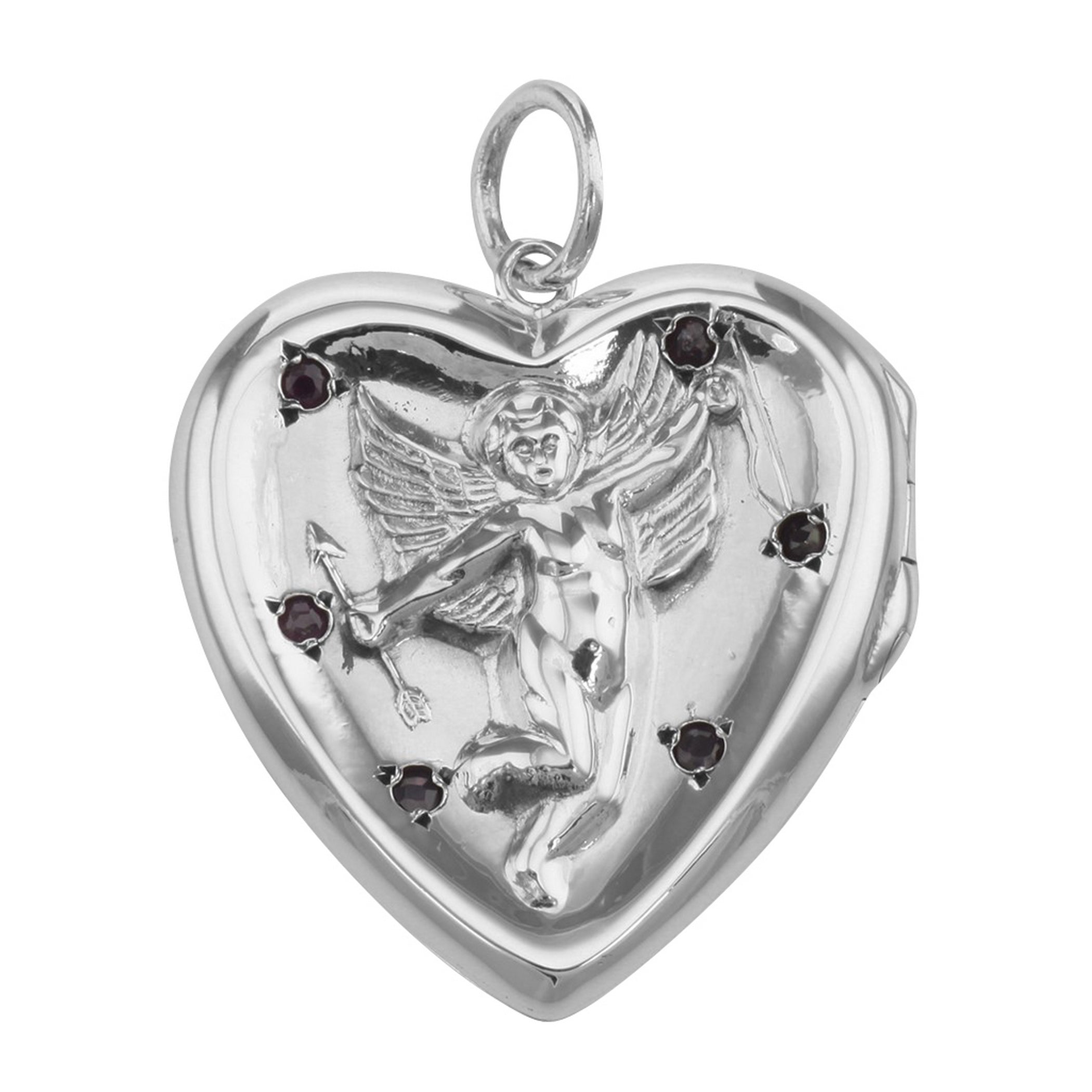 CZ, sterling silver lockets, front view