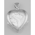 Back view of Beautiful Sterling Silver Heart Locket Pendant - 4 Photo Large Clover showing 925 sterling silver hallmark and s