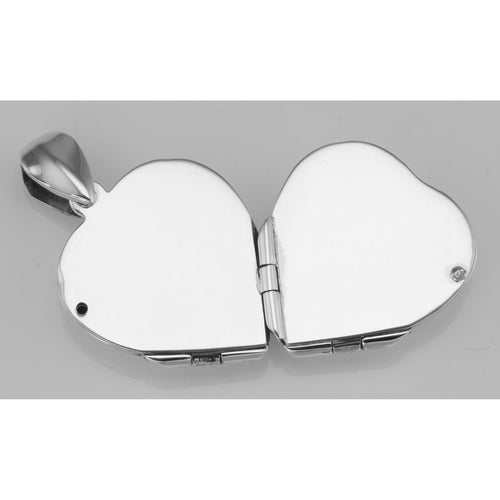 Back view of 4 Photo Clover Heart Locket - Small showing 925 sterling silver hallmark and spring ring clasp
