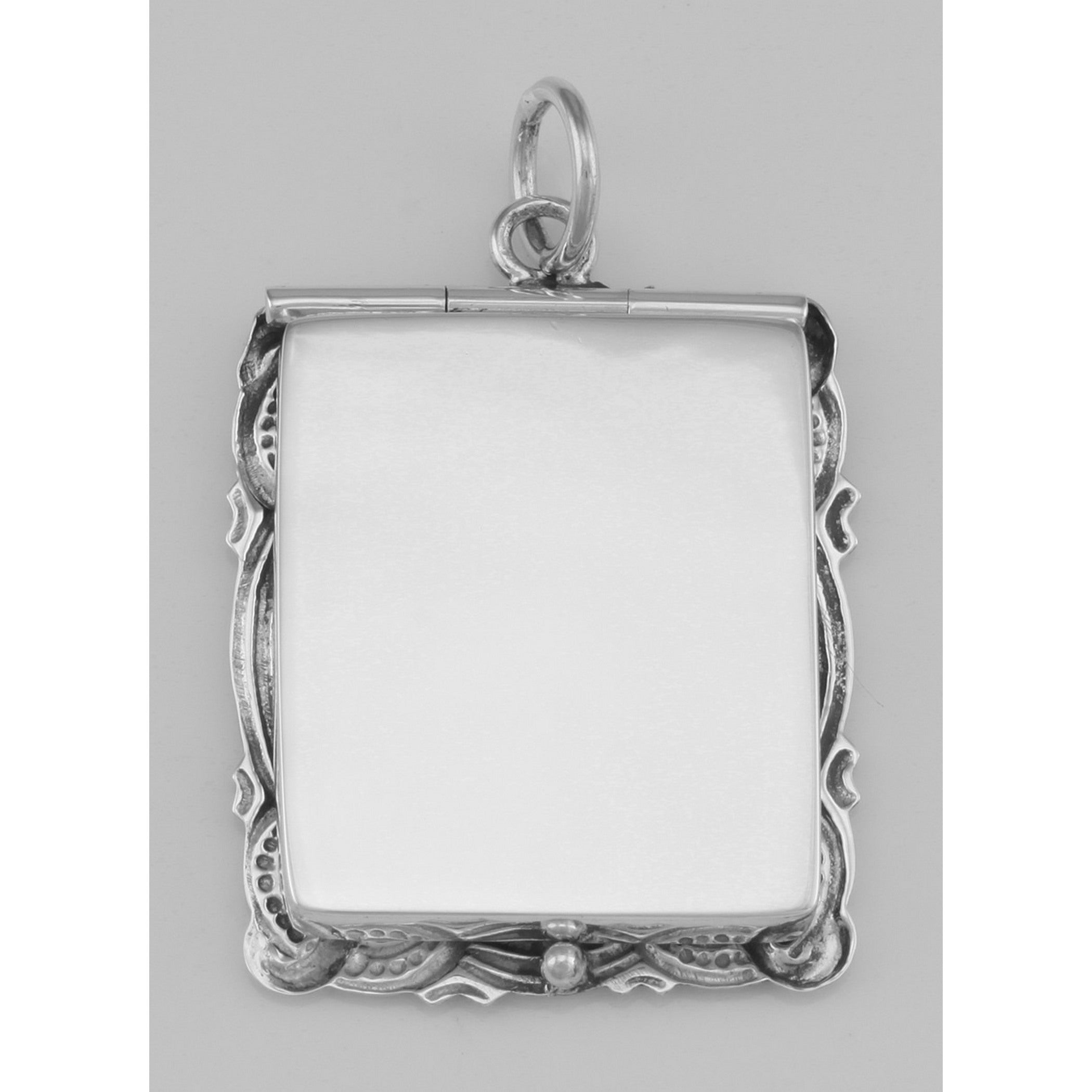 Detail view of Beautiful Victorian Style Stamp Box Pendant highlighting design details