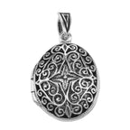 Filigree, sterling silver lockets, front view