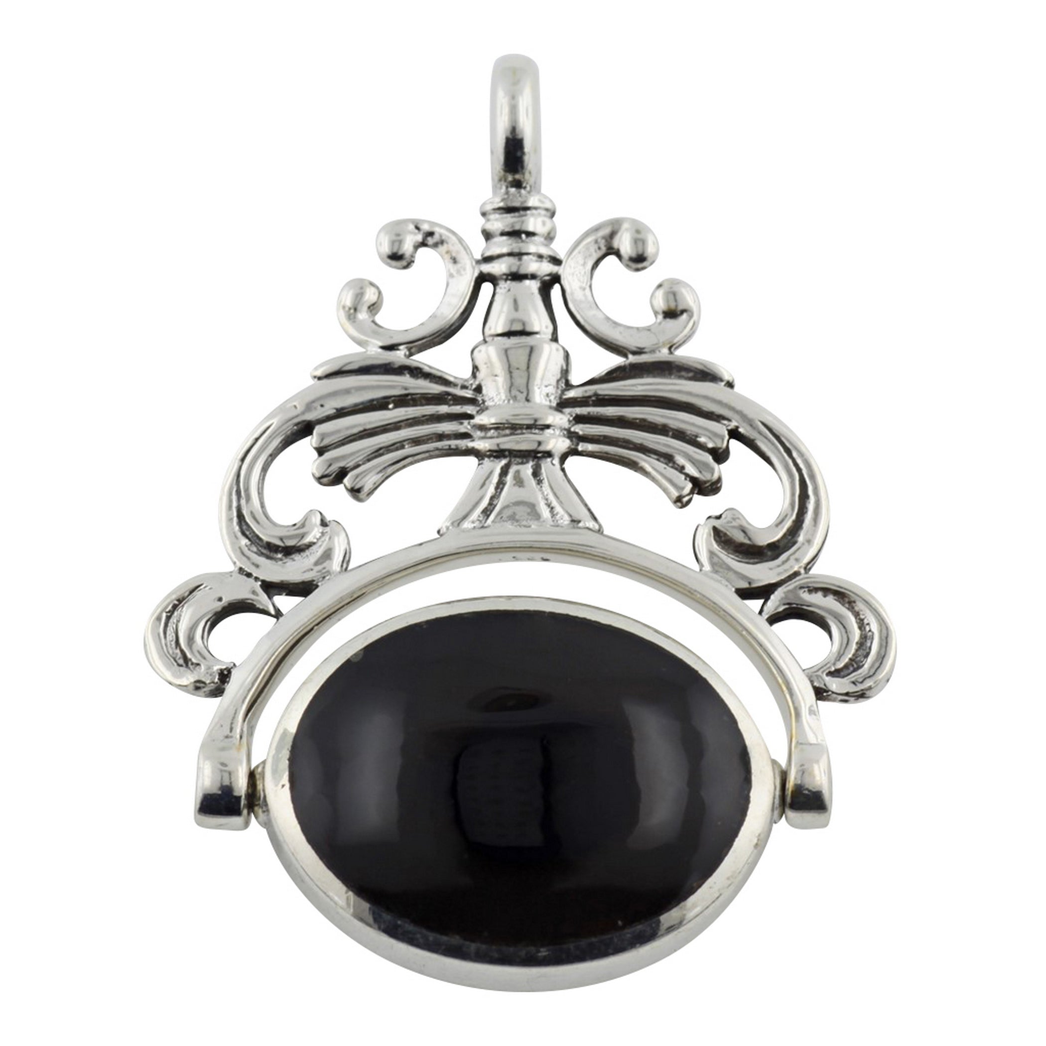 Antique style, sterling silver pendants, front view