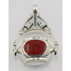 Back view of 4 Stone Spinning Fob Pendant - Vintage Style showing 925 sterling silver hallmark and spring ring clasp