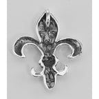 Back view of Filigree Fleur de Lis Pendant showing 925 sterling silver hallmark and spring ring clasp