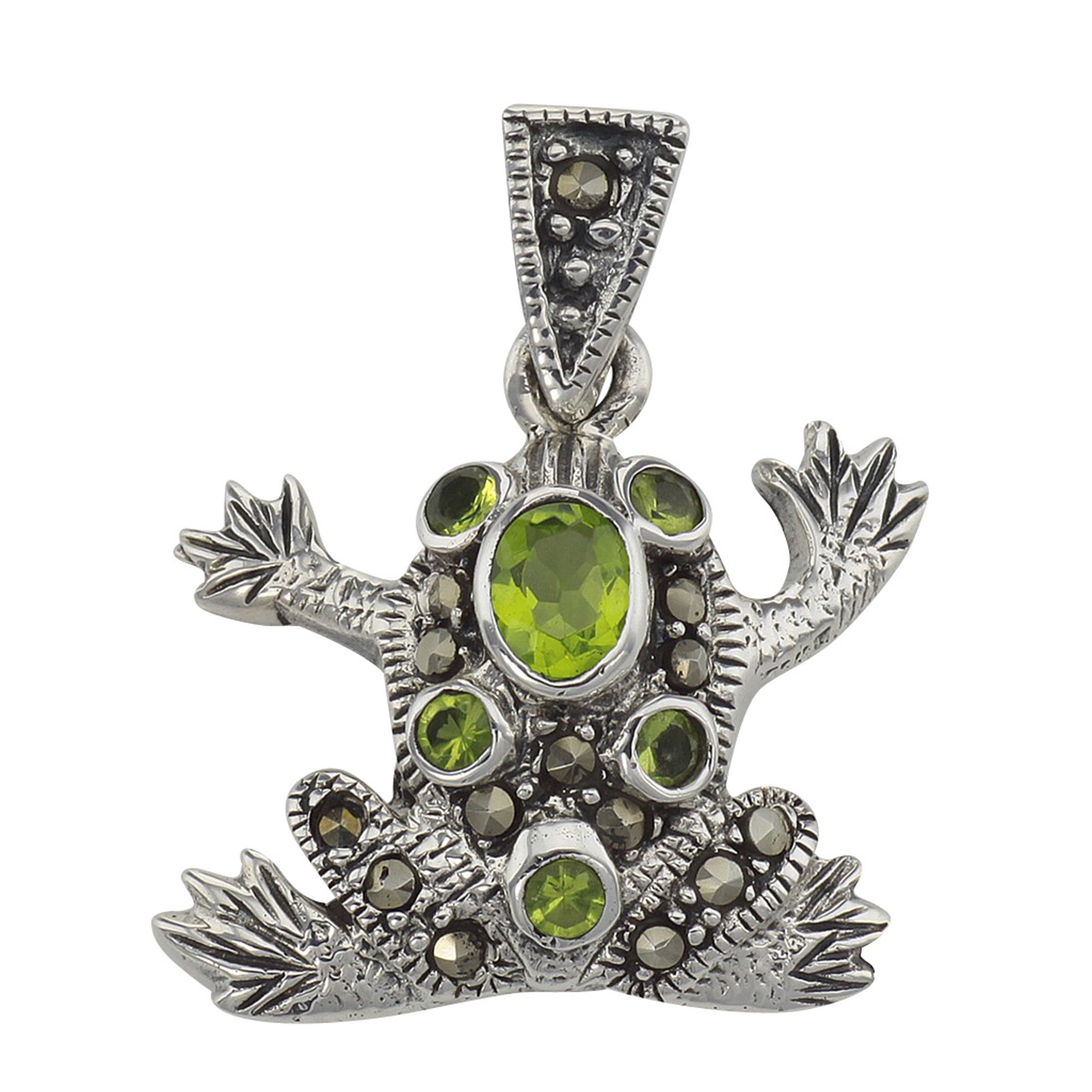 Marcasite, CZ, sterling silver pendants, front view