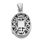 Filigree, sterling silver lockets, front view