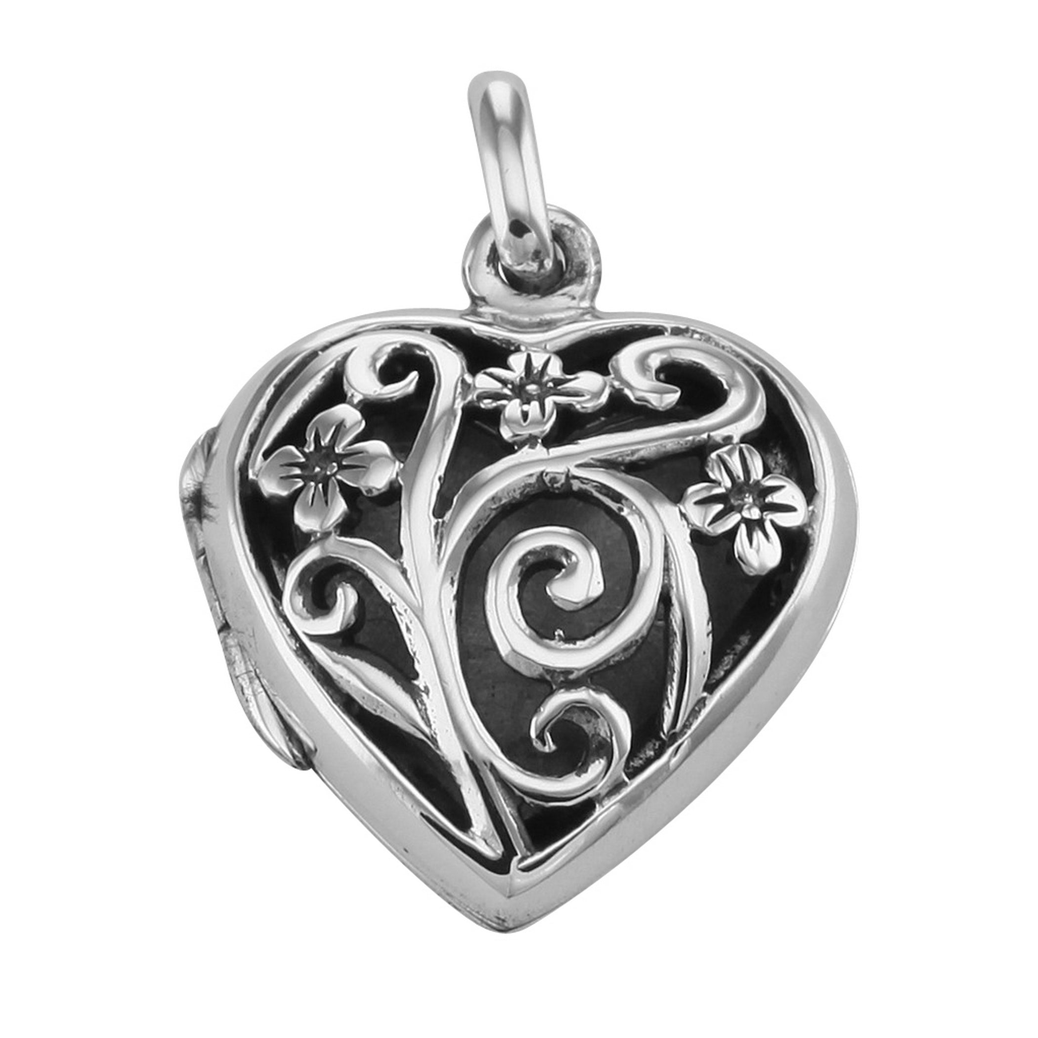 Filigree, sterling silver lockets, front view