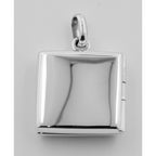 Back view of Filigree Square Rose Locket showing 925 sterling silver hallmark and spring ring clasp