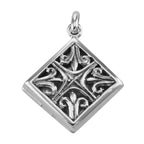 Filigree, Diamond, sterling silver lockets, front view