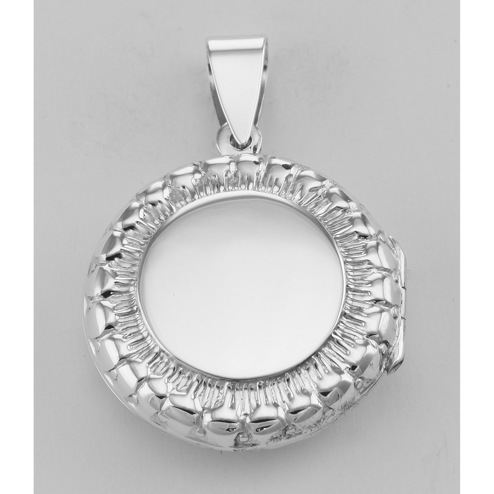 Detail view of Antique Style Round Locket highlighting design details